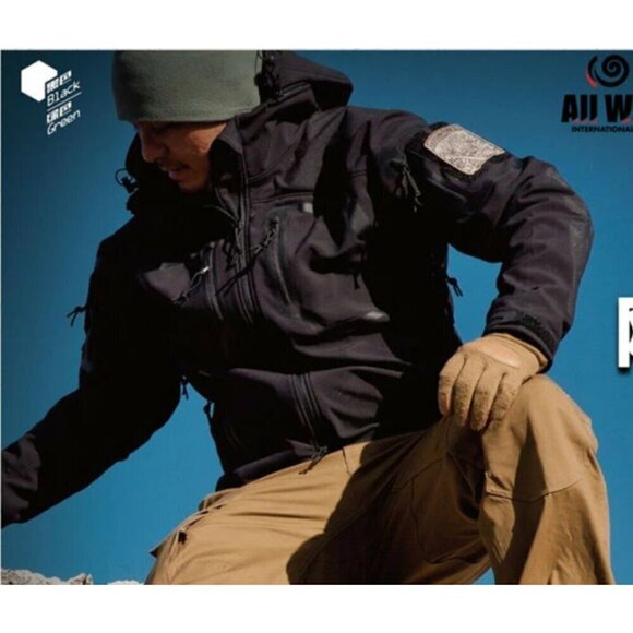 War Armor Fleece lined Tactical Black Softshell Men Jacket Size Large Pockets - Picture 5 of 13